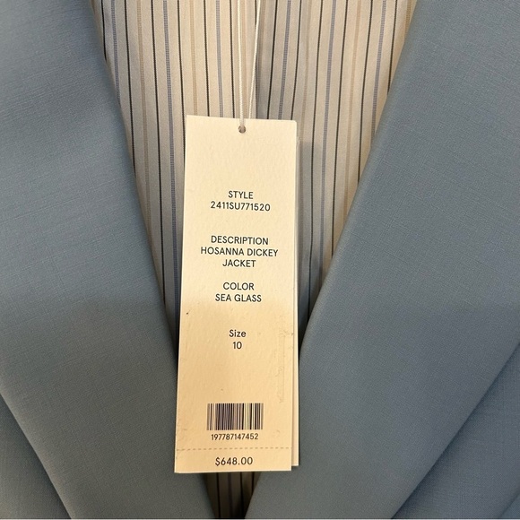 Veronica Beard Blue Hosanna Stretch Virgin Wool Blend Dickey Jacket in Sea Glass - Picture 9 of 11